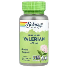 Валериана, Valerian, Solaray, 470 мг, 100 растительных капсул