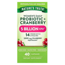 Пробіотики для жінок з журавлиною, Women's Probiotic + Cranberry, Nature's Truth, 40 вегетаріанських капсул