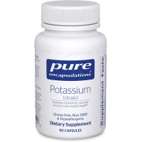 Калий (цитрат), Potassium (citrate), Pure Encapsulations, для поддержки функций нервов и мышц, надпочечников, гормонов, здоровья сердца и энергии, 90 капсул