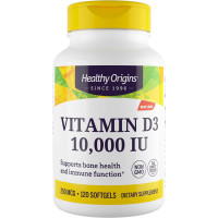 Вітамін D3, Vitamin D3, Healthy Origins, 10 000 МО, 120 гелевих капсул