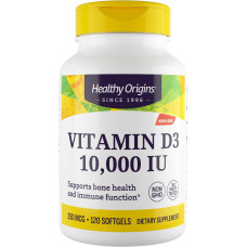 Витамин D3, Vitamin D3, Healthy Origins, 10 000 МЕ, 120 гелевых капсул