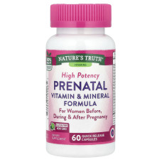Витамины и минерали пренатальные, Prenatal Vitamin & Mineral Formula, Nature's Truth, высокоэффективная формула, 60 капсул быстрого высвобождения