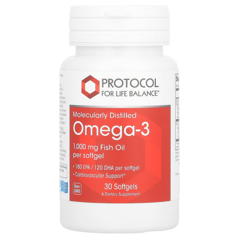 Омега-3, Omega-3, Protocol for Life Balance, 1000 мг, 30 гелевих капсул