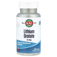 Літій, Lithium Orotate, KAL, 5 мг, 60 вегетаріанських капсул