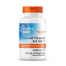 Витамин К2, МК-7, с MenaQ7, Vitamin K2 MK-7 with MenaQ7, Doctor's Best, 100 мкг, 60 веганских капсул