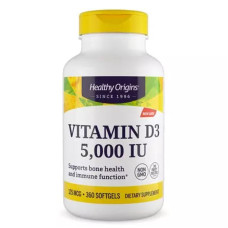 Витамин D3 в масле МСТ, Vitamin D3 in MCT Oil, Healthy Origins, 5000 МЕ, 360 гелевых капсул