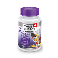 Мультивитамины с Омега-3 и йодом, для детей от 3 лет, OMEGA-3 MULTIVIT kids, Swiss Energy, без сахара, для мозга, глаз, иммунной и нервной системы, 60 жевательных конфет