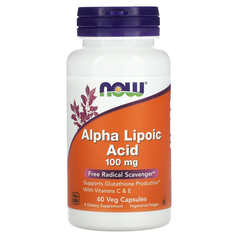Альфа-липоевая кислота, Alpha Lipoic Acid, Now Foods, 100 мг, 60 капcул