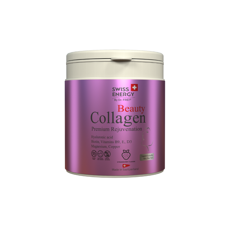 Колаген, комплекс преміум-класу (I та III тип), BEAUTY COLLAGEN, Swiss Energy, для красивої шкіри, волосся та нігтів, зі смаком полуниці, 240 г