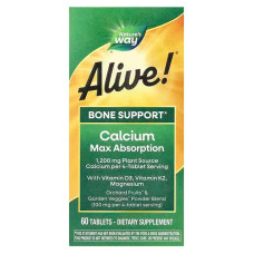 Кальцій, формула кісток, Alive! Calcium, Nature's Way, Alive!, максимальне засвоєння, 60 вегетаріанських таблеток