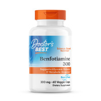 Бенфотіамін, Benfotiamine 300 with BenfoPure, Doctor's Best, з BenfoPure, 300 мг, 60 веганських капсул