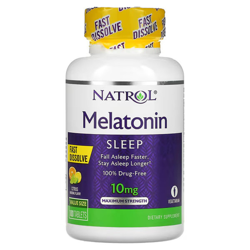 Мелатонін, цитрусовий пунш, Melatonin, Natrol, 10 мг, 100 таблеток
