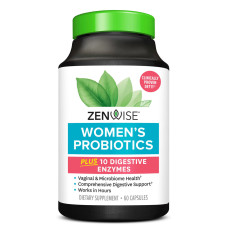 Пробіотик для жінок, Women's Probiotic Plus 10 Digestive Enzymes, Zenwise Health, із травними ферментами, 60 вегетаріанських капсул