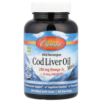 Рыбий жир, Cod Liver Oil, Carlson, норвежский, 250 мини гелевых капсул
