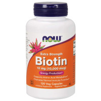 Біотин, Biotin, Now Foods, підвищена міцність, 10 мг (10000 мкг), 120 вегетаріанских капсул