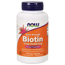 Біотин, Biotin, Now Foods, підвищена міцність, 10 мг (10000 мкг), 120 вегетаріанских капсул