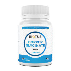 Мідь гліцинат, Copper Glycinatt, Biotus, 2.5 мг, 60 капсул