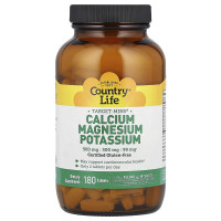 Кальций магний калий, Calcium Magnesium Potassium, Country Life, 180 таблеток