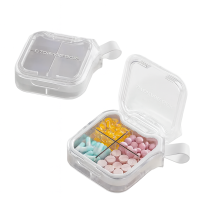 Органайзер для таблеток с 4 отделениям, 4 Case Pill Organizer Pill Box & Travel Pill Case, MEMOSAN, ледяной белый