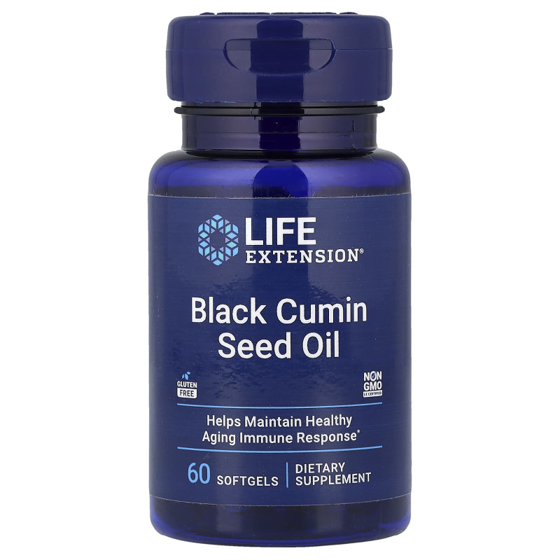 Олія чорного кмину, Black Cumin, Life Extension, з насіння, 500 мг, 60 гелевих капсул