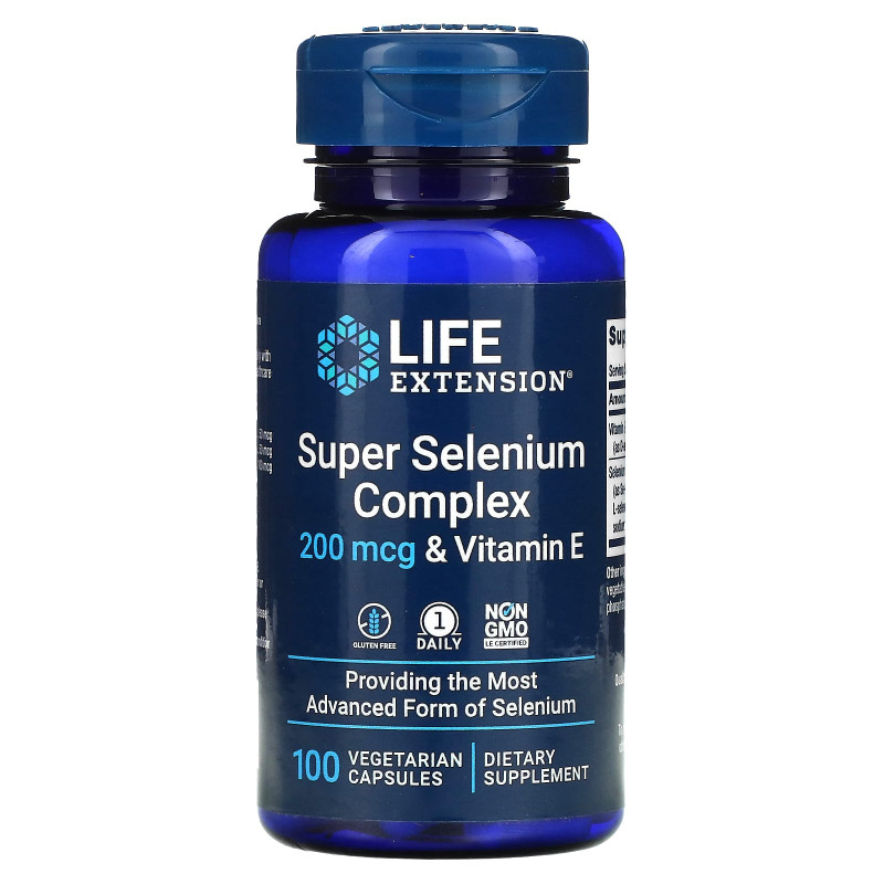 Селен із вітаміном Е, суперкомплекс, Super Selenium Complex & Vitamin E, Life Extension, 200 мкг, 100 вегетаріанських капсул