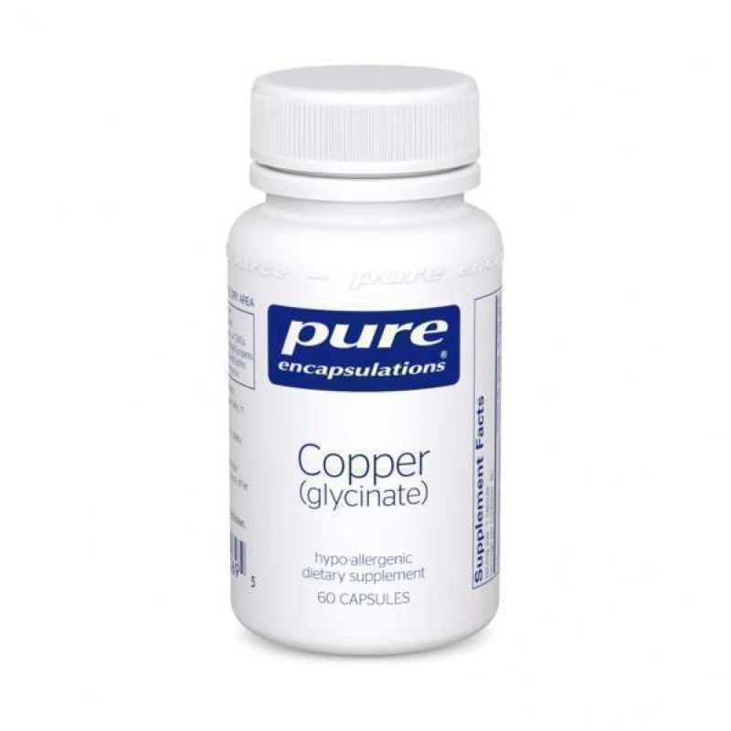 Мідь (гліцинат), Copper (glycinate), Pure Encapsulations, 60 капсул