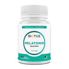 Мелатонін, Melatonin, Biotus, 5 мг, 60 капсул