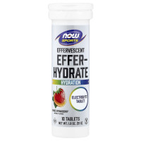 Электролиты, Effer-Hydrate, Now Foods, Sports, с апельсиново-клубничным вкусом, 10 таблеток, 51 г
