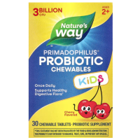 Пробиотики для детей, Primadophilus® Kids Probiotic Chewable, для детей от 2 лет, с вишнёвым вкусом, 3 млрд КОЕ, 30 жевательных таблеток
