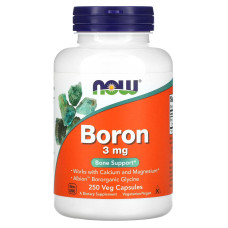 Бор, Boron, Now Foods, 3 мг, 250 вегетарианских капсул