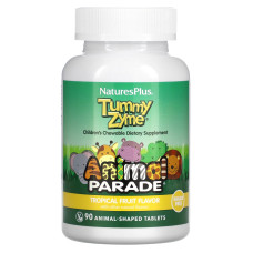 Ферменти з пробіотиками Tummy Zyme, Enzymes & Probiotics, Nature's Plus, Animal Parade, для дітей, смак тропічних фруктів, 90 таблеток у формі тварин