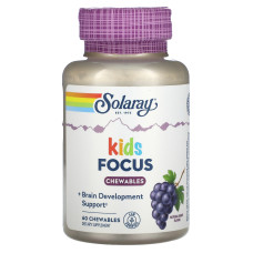 Поддержка развивающегося мозга детей, Focus For Children, Solaray, виноград, 60 жевательных таблеток
