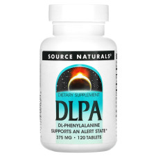 DL-Фенилаланин, DLPA, Source Naturals, 375 мг, 120 таблеток.