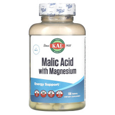 Яблочная кислота, Malic Acid, KAL, с магнием, 120 таблеток