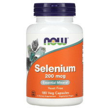 Селен, Selenium, Now Foods, 200 мкг, 180 вегетарианских капсул