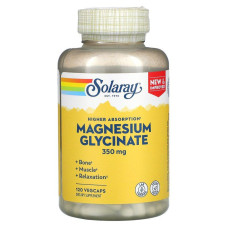 Магній гліцинат, Magnesium Glycinate, Solaray, висока абсорбція, 350 мг, 120 вегетаріанських капсул