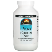 Аргинин, цитруллин (аминокислоты), L-Arginine L-Citrulline, Source Naturals, комплекс, 1000 мг, 240 таблеток