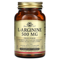 Аргинин, L-Arginine, Solgar, свободная форма, 500 мг, 100 вегетарианских капсул