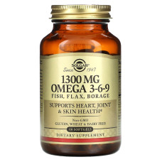 Омега 3-6-9, Omega 3-6-9, Solgar, 1300 мг, 60 гелевых капсул