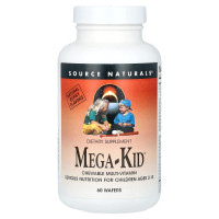 Витамины и минералы для детей, Mega-Kid, Source Naturals, вкус ягод, 60 жевательных таблеток