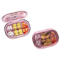 Органайзер для таблеток, Plastic Pill Organizer Waterproof Moisture-Proof, MEMOSAN, водонепроникний, вологостійкий, з 6 відділеннями, рожевий