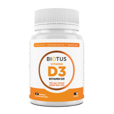 Вітамін D3, Vitamin D3, Biotus, 125 мкг (5000 МО), 60 капсул
