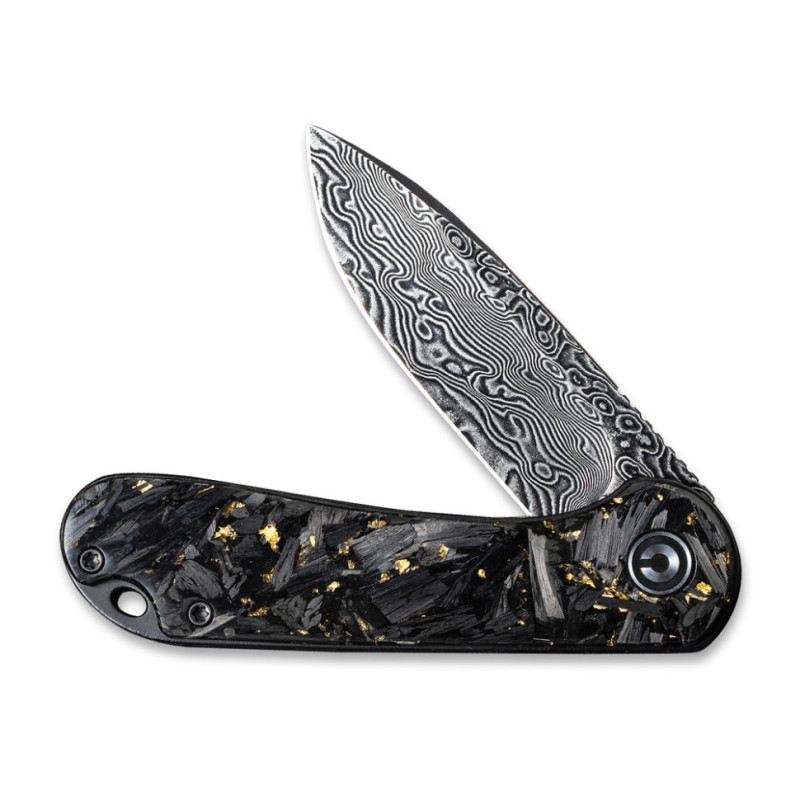 Ніж складаний кишеньковий Civivi Elementum, (7.5 см) Damascus / Carbon Fiber сірий