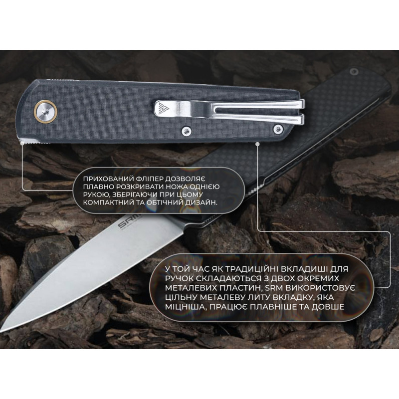 Ніж складаний SRM 408L-KB, чорний