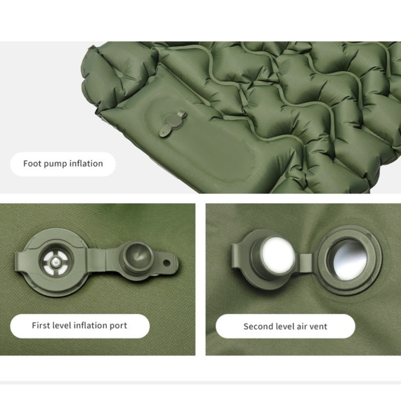 Матрац туристичний надувний одномісний Naturehike CNK2550WS019, 200х60х6.5 см, синій із вбудованою помпою для надування