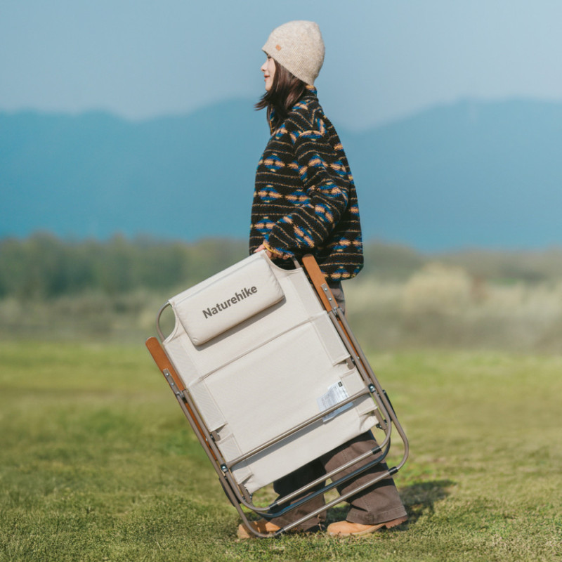 Крісло складане з регульованим нахилом Naturehike CNK2550JJ012, вуглецева сталь, бежевий