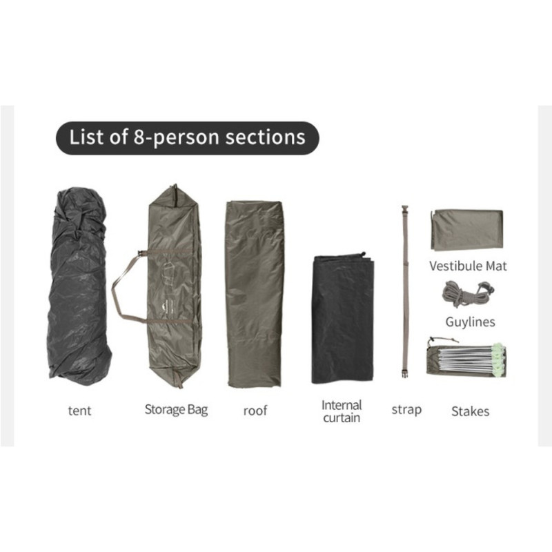 Намет восьмимісний Naturehike Cape 13.1 CNK2450WS050 з швидким розкриттям, сіро-коричневий