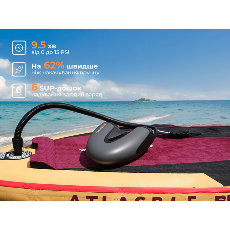 Насос кемпінговий для накачування човнів, сапів, Flextail Evo Sup Pump Pro, чорний