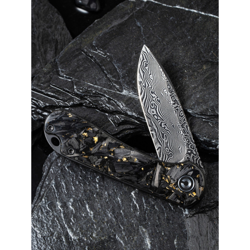 Ніж складаний кишеньковий Civivi Elementum, (7.5 см) Damascus / Carbon Fiber сірий
