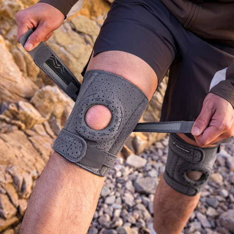 Бандаж на коліно туристичний з пружинною підтримкою Naturehike Qingyue CNK2650DS010, сірий